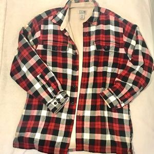 LLBean Sherpa-Lined Plaid Shirt (Jacket) L